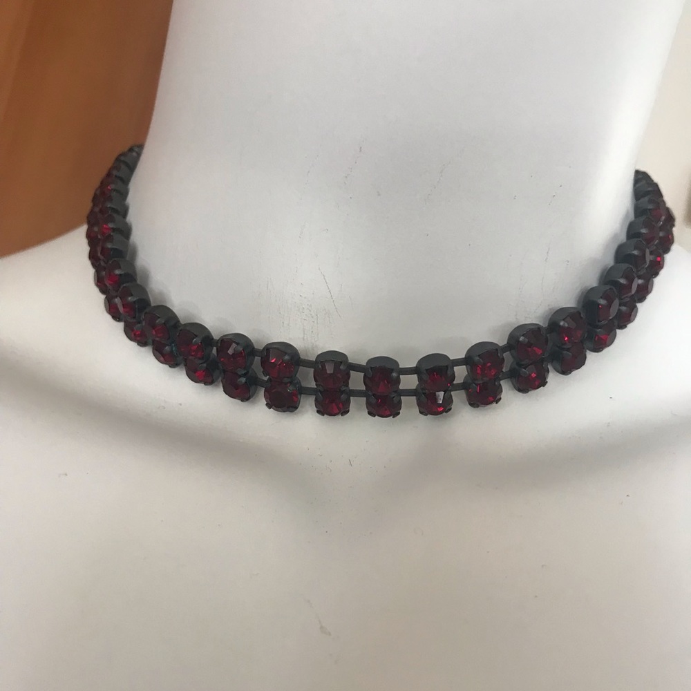 Atlantis Garnet Red Double Strand Swarovski Choker Necklace NEW